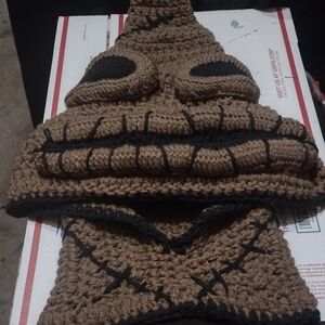 Crochet Brown and Black Character Hat